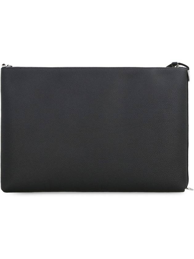 Fendi Embossed Logo Strap Clutch Bag Black