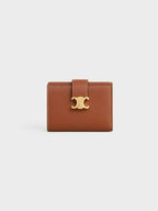 CELINE Victoire Tri-Fold Leather Half Wallet Tan