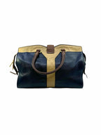 YVES SAINT LAURENT Cabas Handbag Navy, Beige Leather Solid Handbag