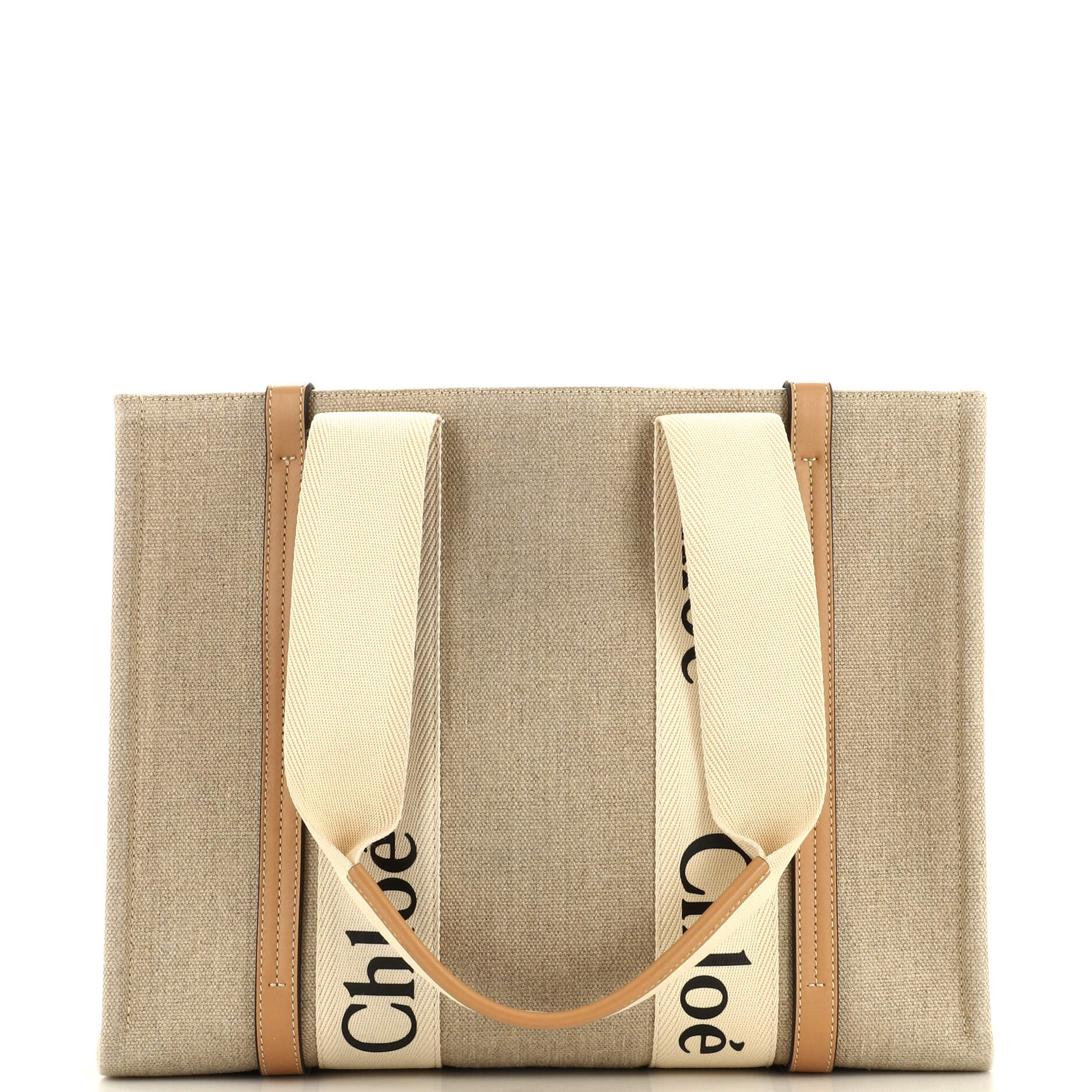 Chloe Woody Tote Canvas with Leather Medium