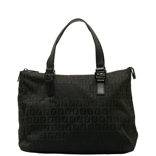Fendi Zubo Handbag 8BH134 Black Linen Leather  Fendi