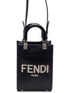 Fendi Sunshine Shopper Small Leather Tote Bag Black