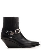 CELINE Moon Harness Calfskin Zip-Up Ankle Boots Black