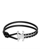 CELINE Stud Clasp Bracelet Silver Black