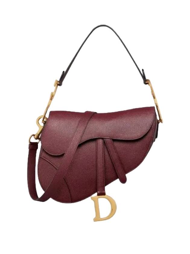Saddle Grained Calfskin Shoulder Bag Red Dior