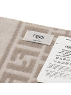 Fendi FF Jacquard Fleece Wool Cashmere Scarf Dove Grey