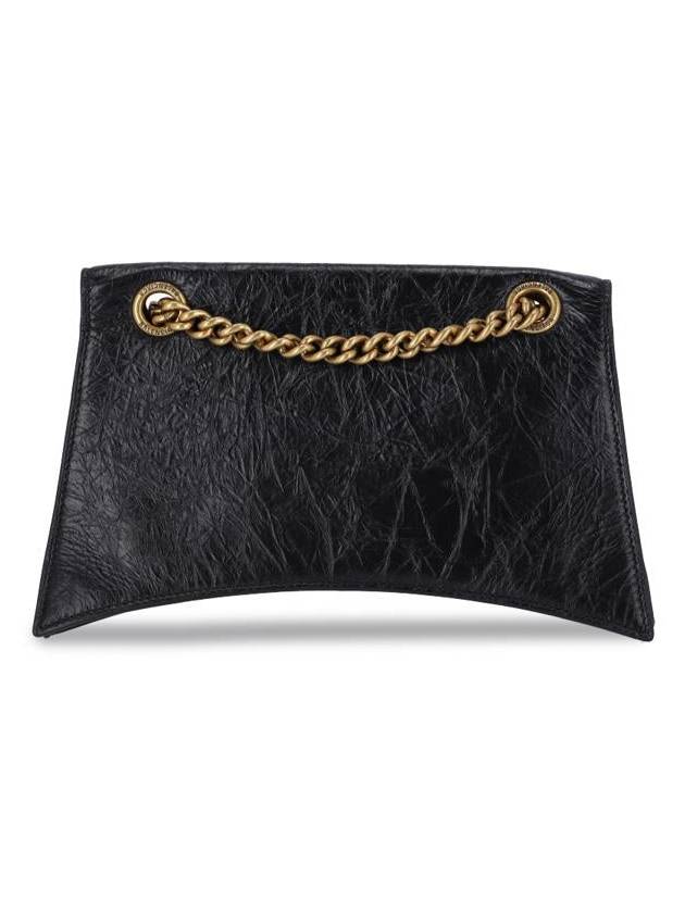 Balenciaga Crush Logo Gold Chain Small Shoulder Bag Black
