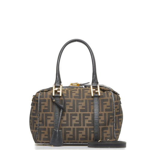 Fendi Fendi Zuka Shoulder Bag Canvas/Leather Brown Ladies