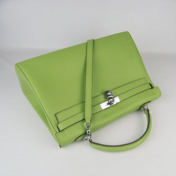 Hermes Kelly 35cm Togo Leather Handbag Green/Silver