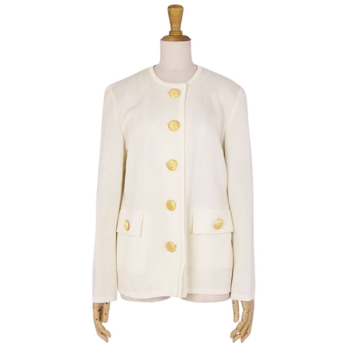Yves Saint Laurent Yves Saint Laurent Cardigan s Dress Clooney Long Sleeves Cotton Tops  M Ivory