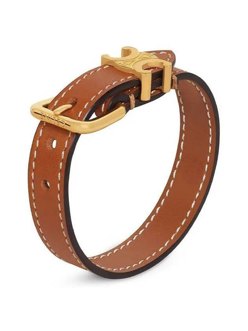 CELINE Triomphe Calfskin Bracelet Gold Tan