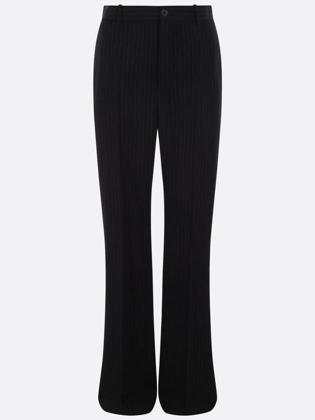 Balenciaga Pinstripe Pleats Front Straight Pants Black
