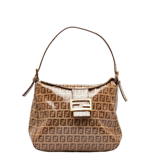 FENDI Mamma Baguette Handbag Zucca Monogram Patent 2384