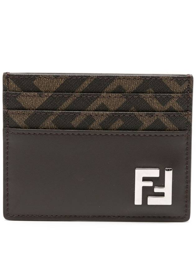 Fendi FF Square Leather Card Wallet Brown