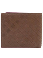 Bottega Veneta Brown Purple Intrecciato Weaving VN Folder Half Wallet 113993