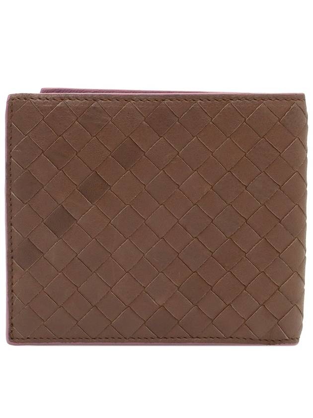 Bottega Veneta Brown Purple Intrecciato Weaving VN Folder Half Wallet 113993