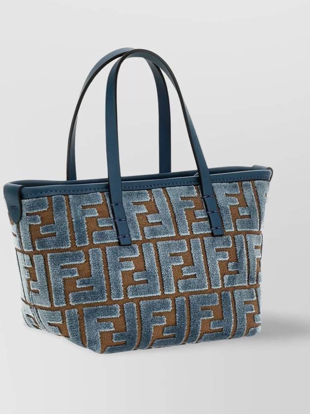 Fendi Roll FF Jacquard Velvet Tote Bag Light Blue