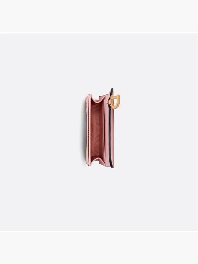 Saddle Bloom Goatskin Flap Card Wallet Antique Pink Dior