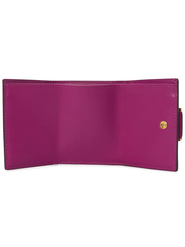 Fendi FF Baguette Flap Card Half Wallet Pink