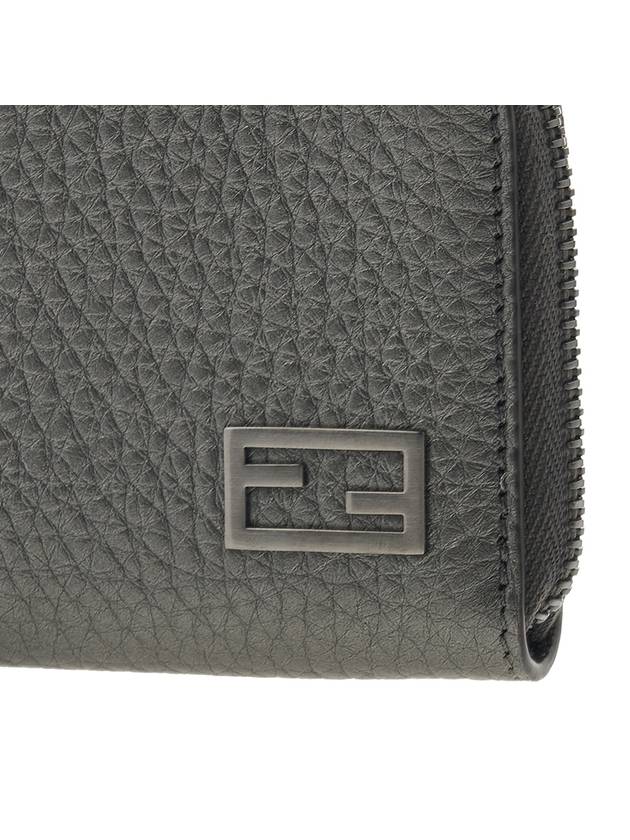 Fendi Logo Leather Card Wallet Grey