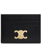 CELINE Triomphe Shiny Calfskin Card Wallet Black