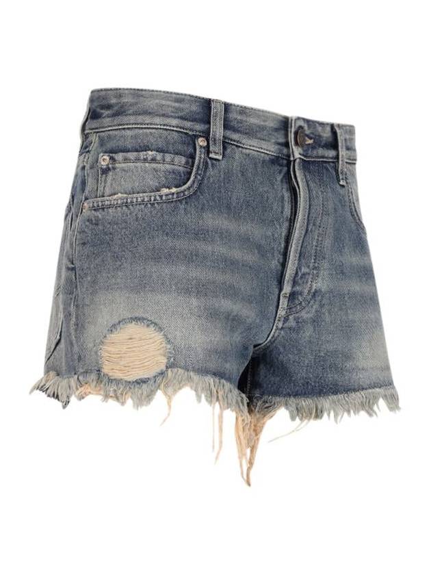 Balenciaga Back logo patch denim shorts blue