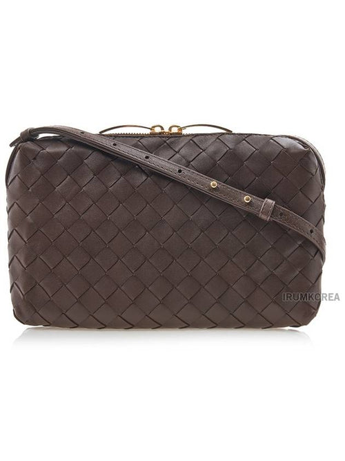 Bottega Veneta Intrecciato Leather Cross Bag Brown