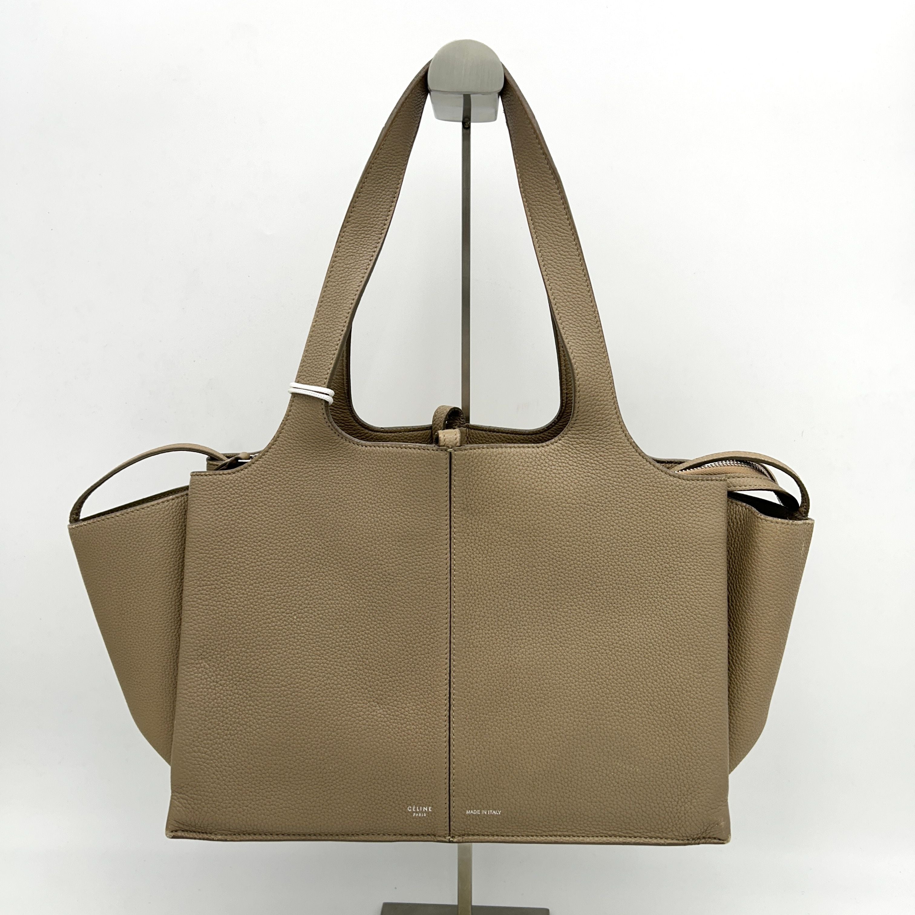 CELINE Baby Grained Calfskin Medium Tri-Fold Bag Taupe LA46701