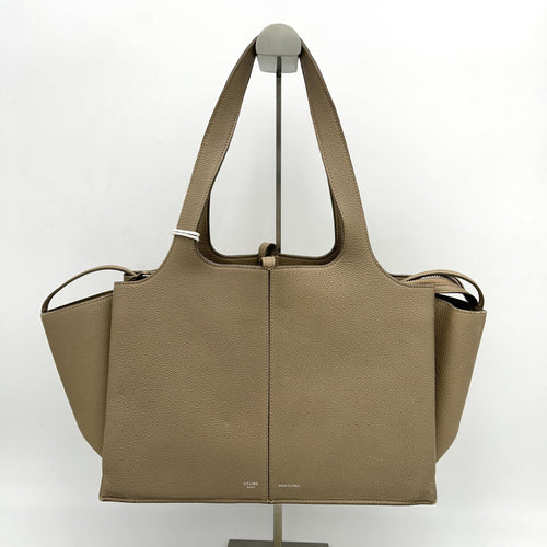 CELINE Baby Grained Calfskin Medium Tri-Fold Bag Taupe LA46701