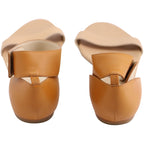 Chloe Bicolor Ankle Strap Flat Sandals in Nude Leather