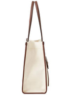 Burberry Freya Small Canvas Leather Tote Bag Natural Tan