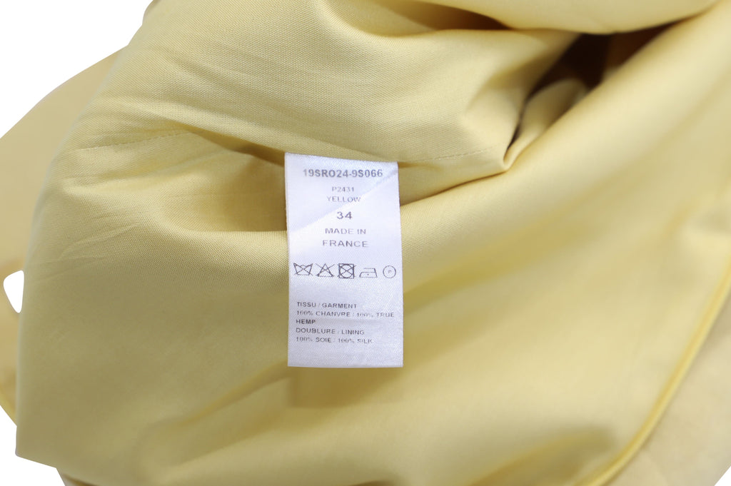 Chloe Scalloped Hem Shift Dress in Yellow Linen