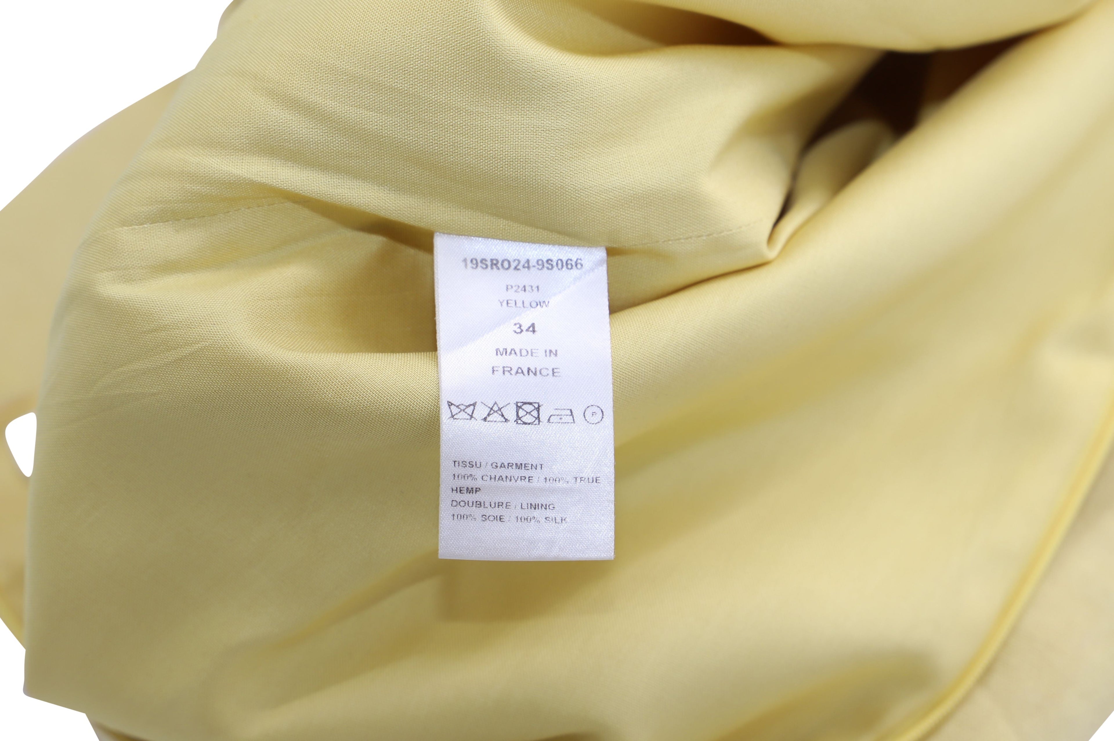 Chloe Scalloped Hem Shift Dress in Yellow Linen