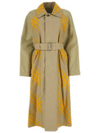Burberry Check Belted Trench Coat Beige