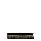 Fendi Zucca Double Folded Wallet Brown Canvas Leather