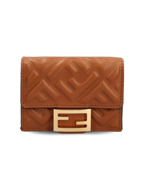 Fendi FF Baguette Flap Card Half Wallet Brown
