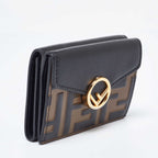 Fendi Brown/black Zucca Leather F Is Fendi Trifold Wallet