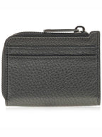 Fendi Logo Leather Card Wallet Grey