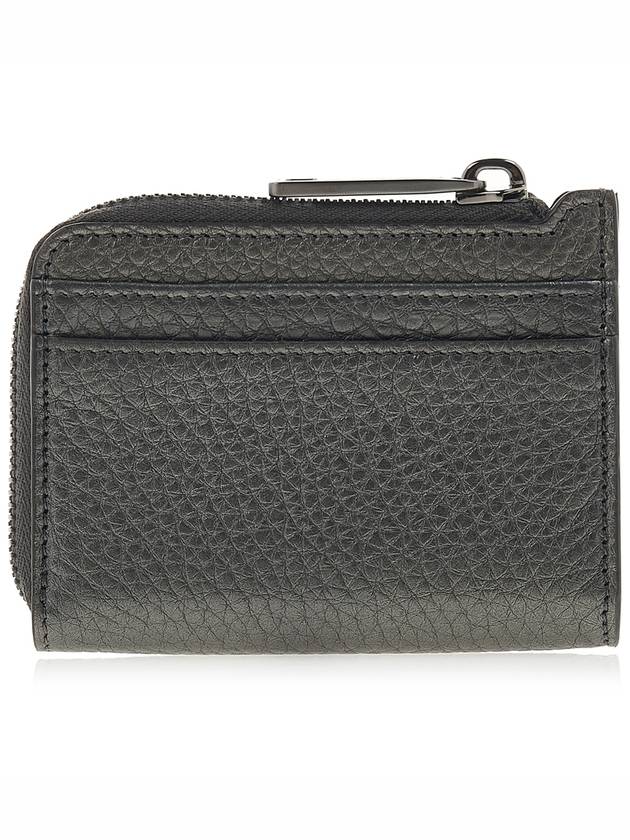 Fendi Logo Leather Card Wallet Grey