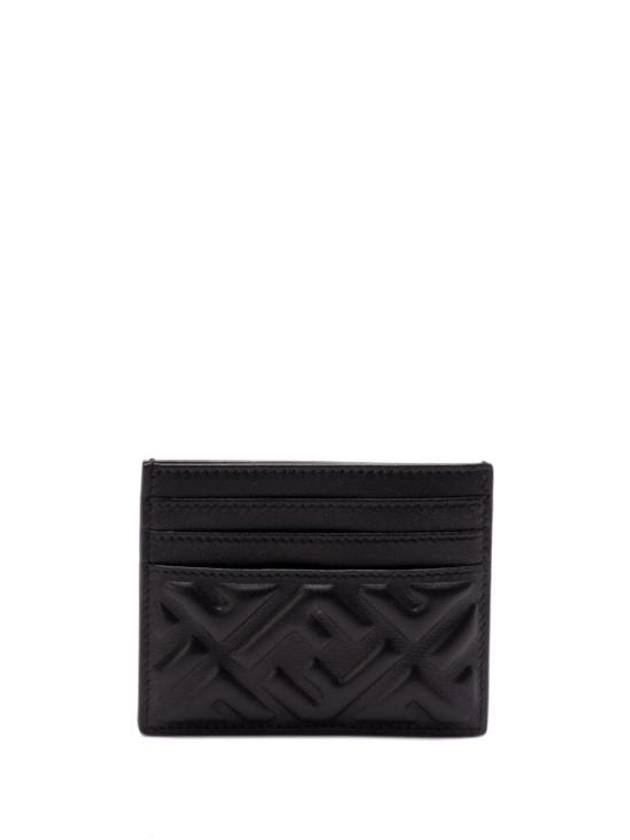 Fendi Baguette Embossed FF Logo Card Wallet Black