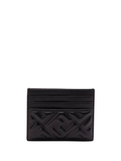 Fendi Baguette Embossed FF Logo Card Wallet Black