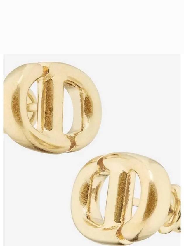 CD Navy Stud Metal Earrings Pink Gold Finish Dior