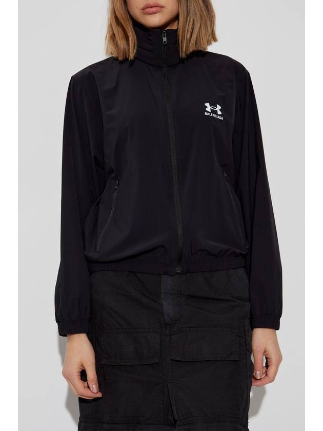 Balenciaga Women's Back Logo Zip-Up Jacket Black