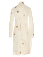 Burberry Star Patch High Neck Midi Dress Ivory