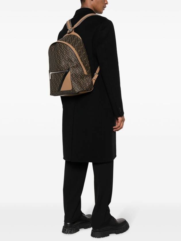 Fendi Chiodo Diagonal Leather Backpack Brown