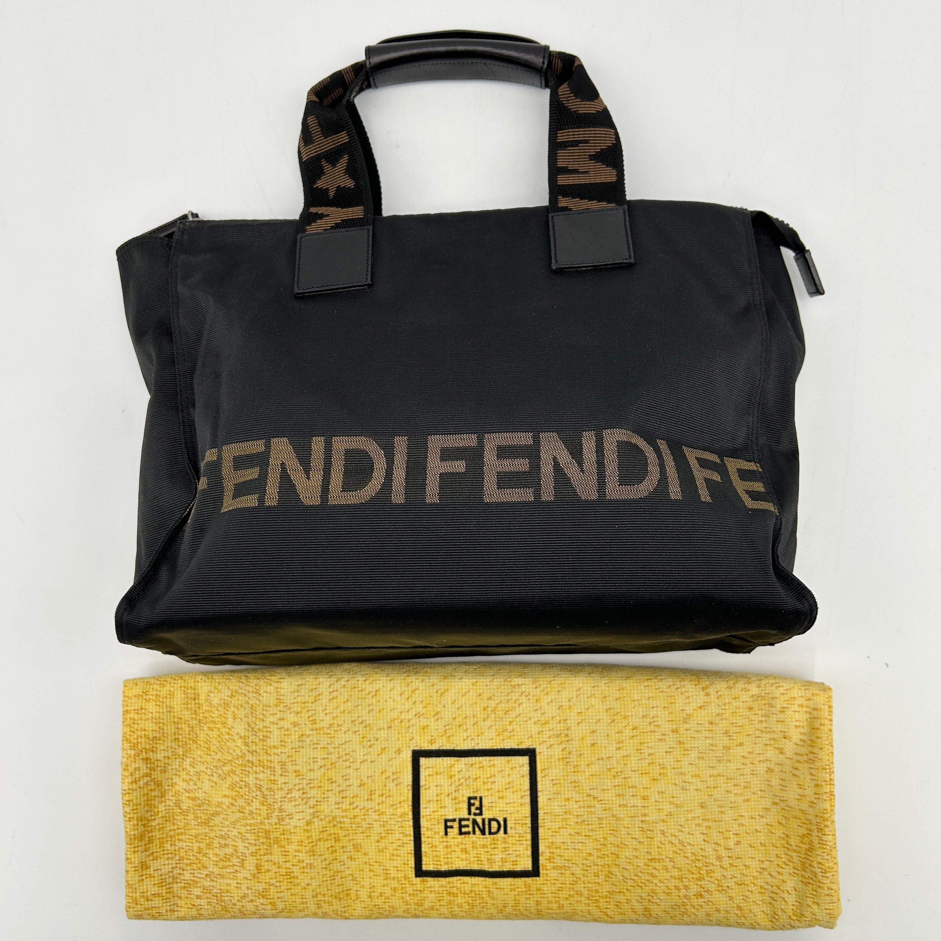 Fendi Logo Nylon Mini Totebag Black YVEAE741