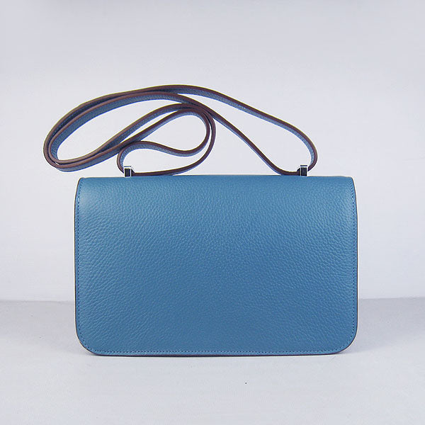 Hermes calf Leather Message Bag H020 blue silver
