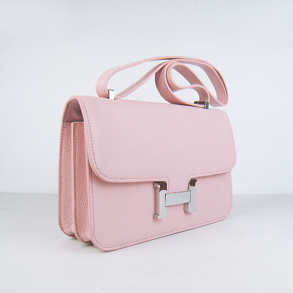 Hermes Calf Leather Message Bag H020 Pink Silver