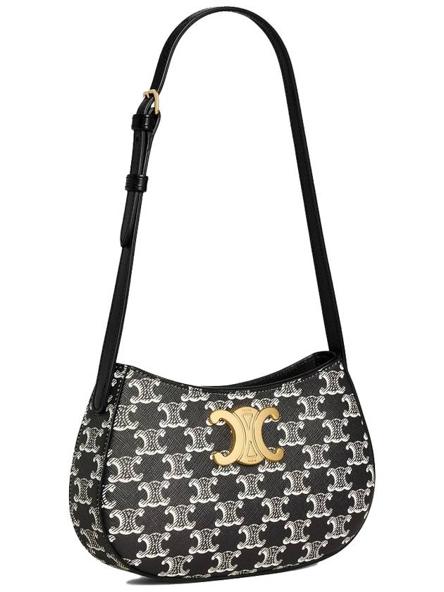 CELINE Medium Tilly Triomphe Canvas Two-Tone Shoulder Bag Black