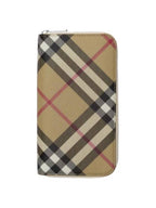 Burberry Check Zip Around Long Wallet Sand